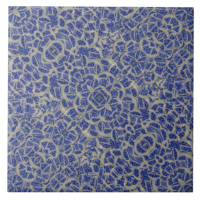 Blue Ceramic Pattern Tile (Front)