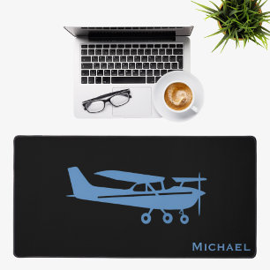 Blue Cessna Airplane Pilot Aviation Custom Office Desk Mat