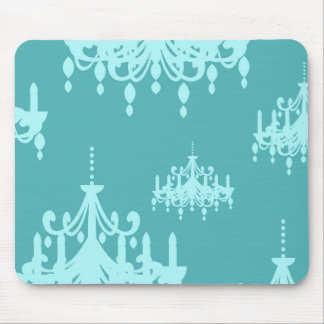 blue chadelier damask on aqua blue mouse pad