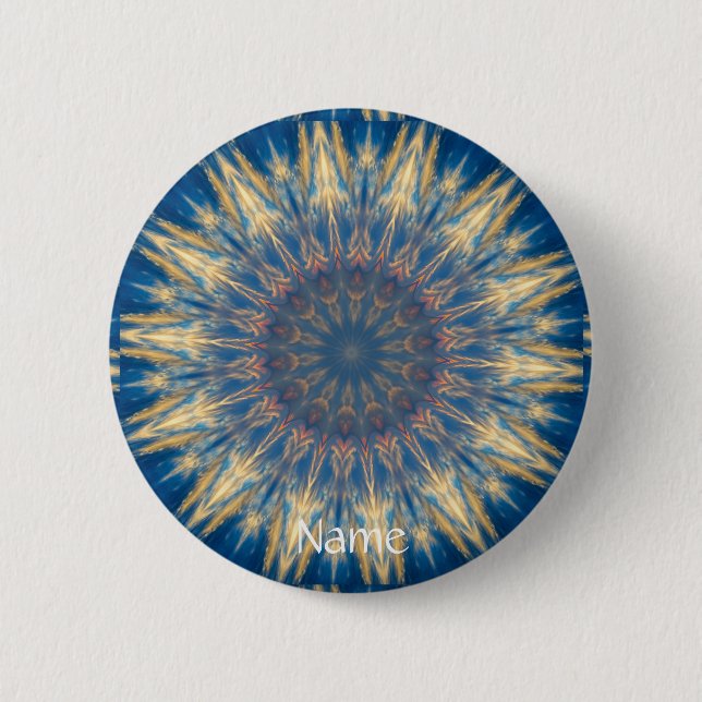 Blue Chakra Kaleidoscope Thunder_Cove  Button (Front)
