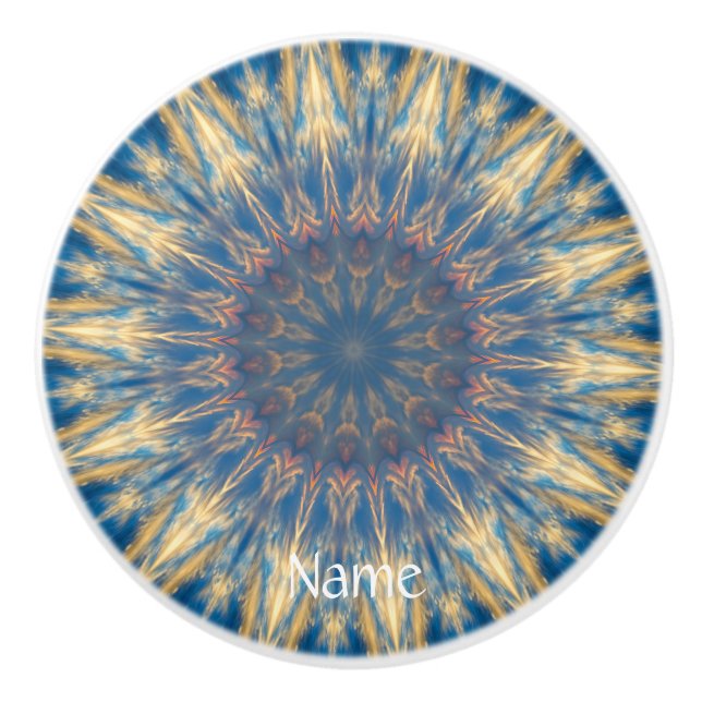 Blue Chakra Kaleidoscope Thunder_Cove Ceramic Knob (Front)
