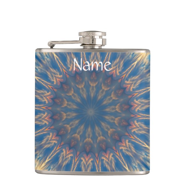 Blue Chakra Kaleidoscope Thunder_Cove Flask (Front)