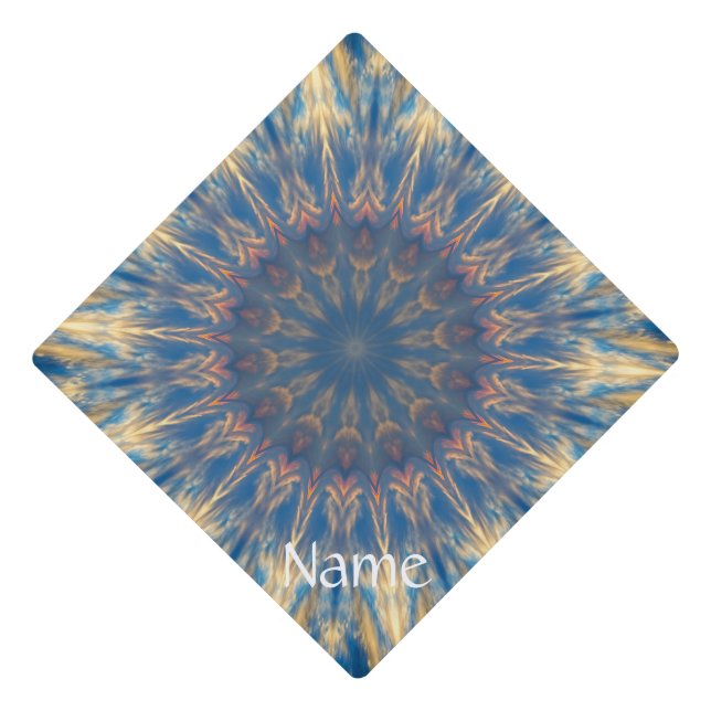 Blue Chakra Kaleidoscope Thunder_Cove  Graduation Cap Topper (Front)