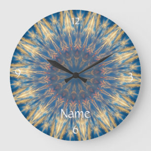 Blue Chakra Kaleidoscope Thunder_Cove Large Clock