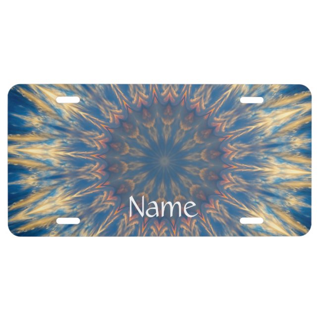 Blue Chakra Kaleidoscope Thunder_Cove License Plate (Front)