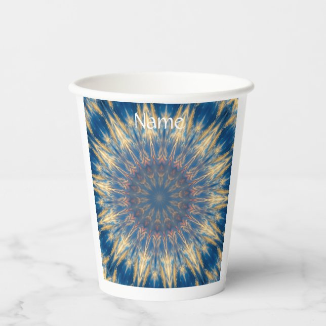 Blue Chakra Kaleidoscope Thunder_Cove  Paper Cups (Front)