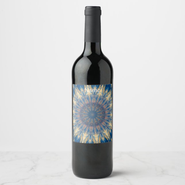 Blue Chakra Kaleidoscope Thunder_Cove  Wine Label (Front)