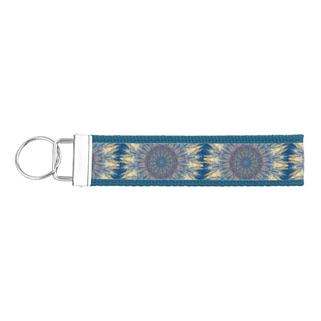 Blue Chakra Kaleidoscope Thunder_Cove Wrist Keychain (Keys on Left)