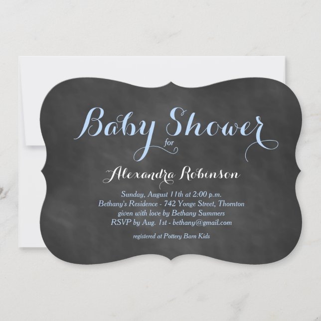 Blue Chalkboard Baby Shower Invitation (Front)
