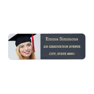 Blue Chalkboard background Graduation Photo Label