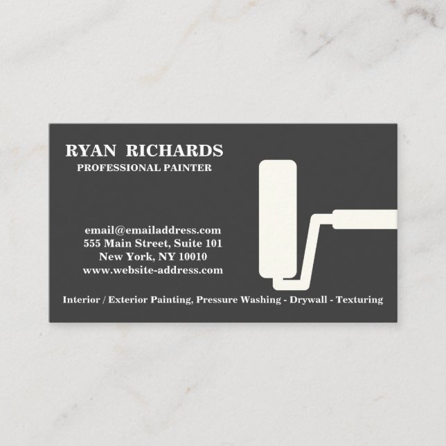Blue Chalkboard House Painting Business Card (Front)