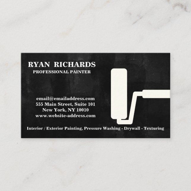 Blue Chalkboard House Painting Business Card (Front)