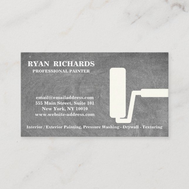 Blue Chalkboard House Painting Business Card (Front)