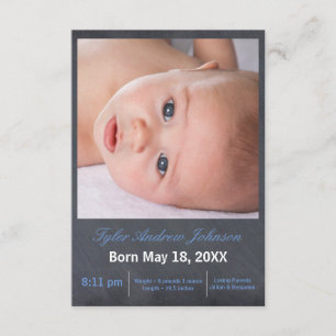 Blue Chalkboard Photo - 3x5 Birth Announcement
