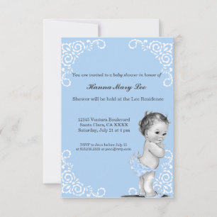 Blue Chalkboard Vintage Baby Shower Invitation