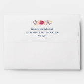 Blue Chalkboard Vintage Pink Floral 5x7 Invitation Envelope (Back (Top Flap))