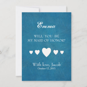 Blue Chalkboard Will You Be My MAID OF HONOR Invitation