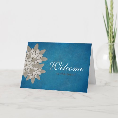 Blue Chalkboard with Gold Floral Lotus Thank You