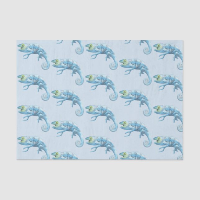 Blue Chameleon Pattern Tissue Paper (Front)
