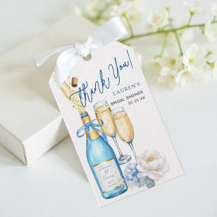 Blue Champagne Bridal Shower Thank You Favor Tag