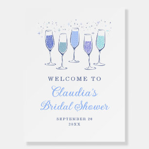 Blue Champagne Bridal Shower Welcome Sign