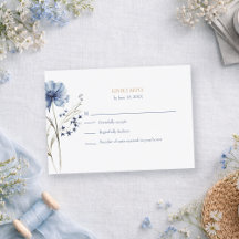 Blue Champagne Hydrangea Botanical Wedding RSVP