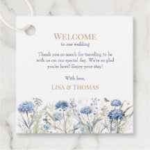 Blue Champagne Wedding Welcome Favor Tag