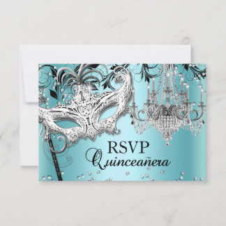 Blue Chandelier Masquerade Quinceanera RSVP