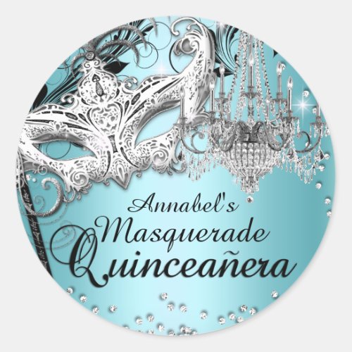 Blue Chandelier Masquerade Quinceanera Sticker