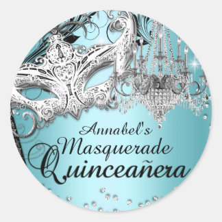 Blue Chandelier Masquerade Quinceanera Sticker