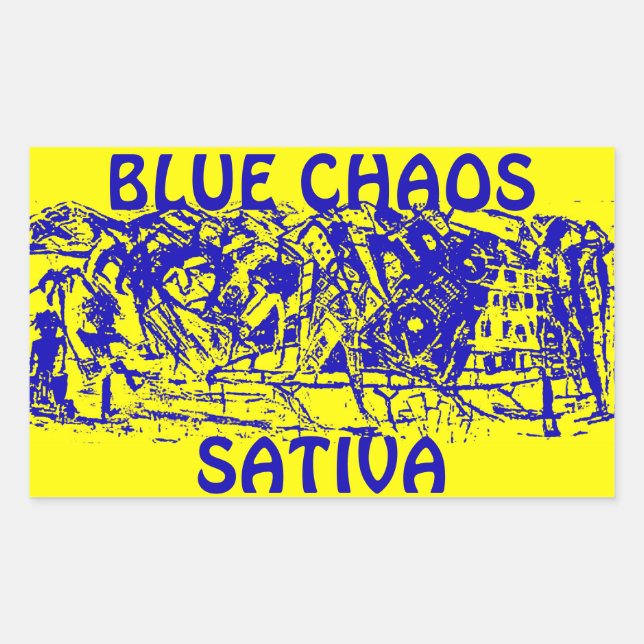 BLUE CHAOS SATIVA RECTANGULAR STICKER (Front)