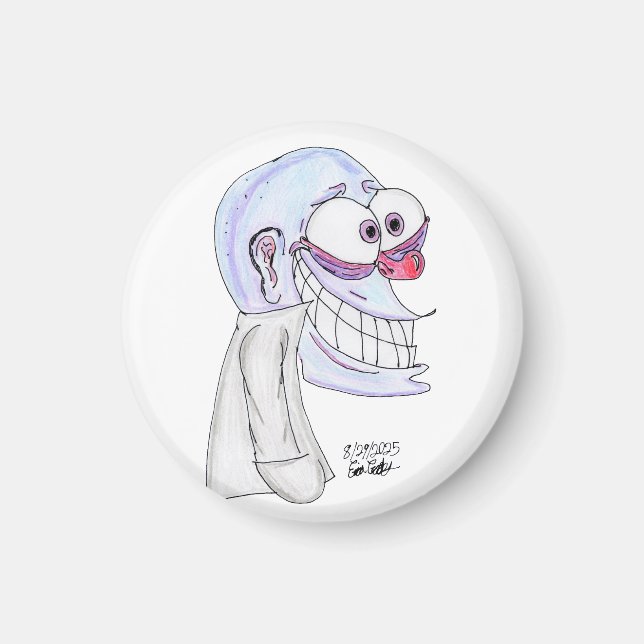 blue character smiling with coat magnet (Front)