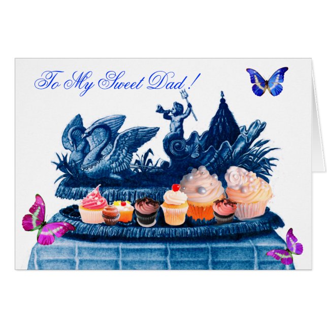 BLUE CHARIOT OF SWANS AND CUPCAKES FATHER'S DAY (Front Horizontal)
