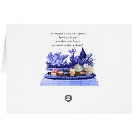 BLUE CHARIOT OF SWANS AND CUPCAKES HAPPY BIRTHDAY (Back Horizontal)