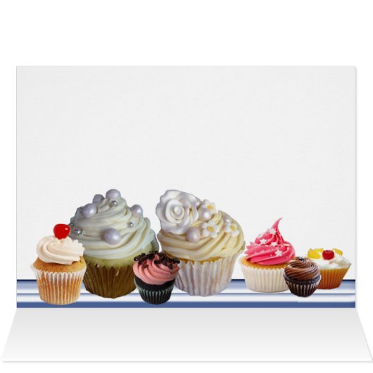 BLUE CHARIOT OF SWANS AND CUPCAKES HAPPY BIRTHDAY (Inside Horizontal (Top))