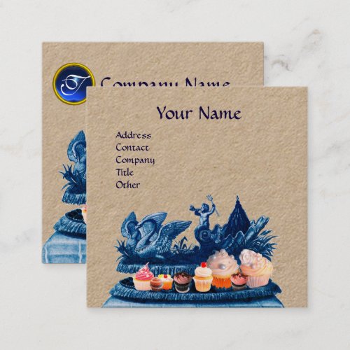 BLUE CHARIOT OF SWANSCUPCAKES AND PASTRY Kraft Square Business Card