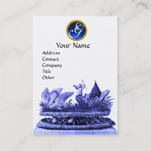 BLUE CHARIOT OF SWANS WITH CUPCAKES AND PASTRY BUSINESS CARD