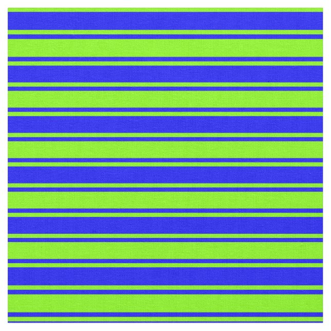 Blue & Chartreuse Lines Pattern Fabric (Close Up)