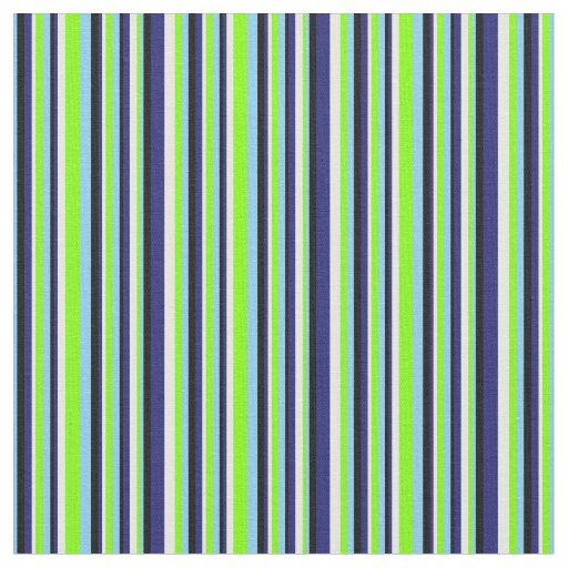 Blue, Chartreuse, White & Black Stripes Pattern Fabric
