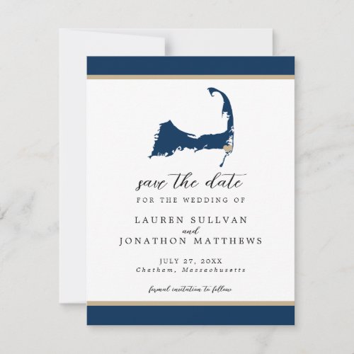 Blue Chatham Cape Cod Map Wedding Save the Date