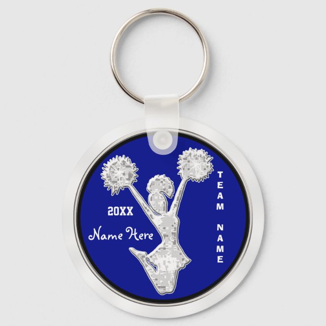 Blue Cheap Cheer Cheerleading Gifts in BULK Keychain (Front)