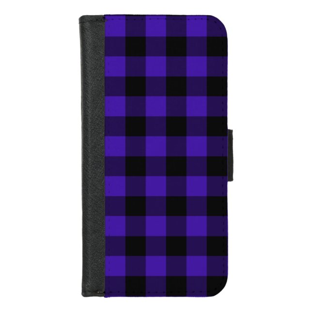 Blue Check iPhone Wallet Case (Front)