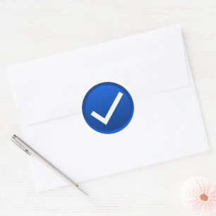 Blue Check Mark Symbol Classic Round Sticker