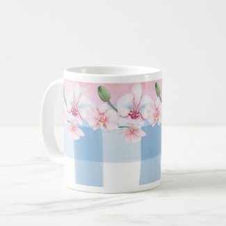 Blue Check Orchid Floral