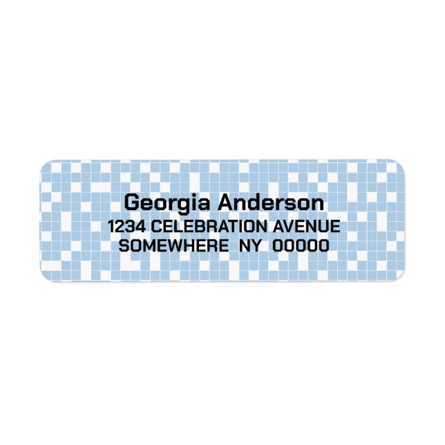 Blue Check Pattern Return Address Label (Front)