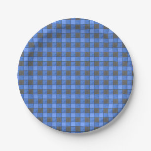 Blue Check Small Paper Plate