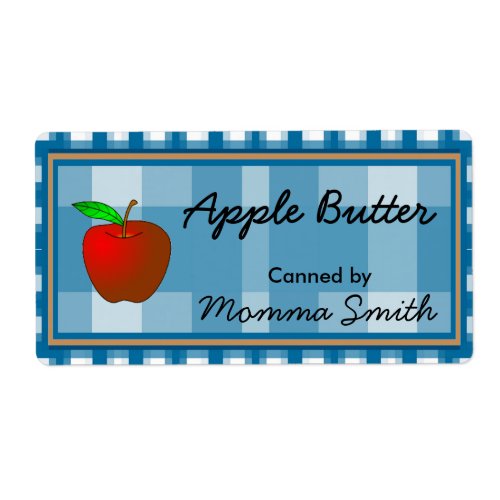 Blue Checked Apple Custom Canning Labels