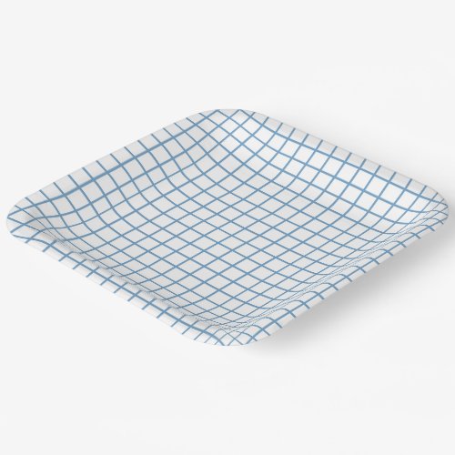 Blue Checked Pattern Paper Plates