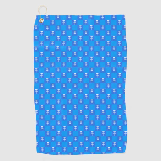Blue checker board disc golf towel (Front)