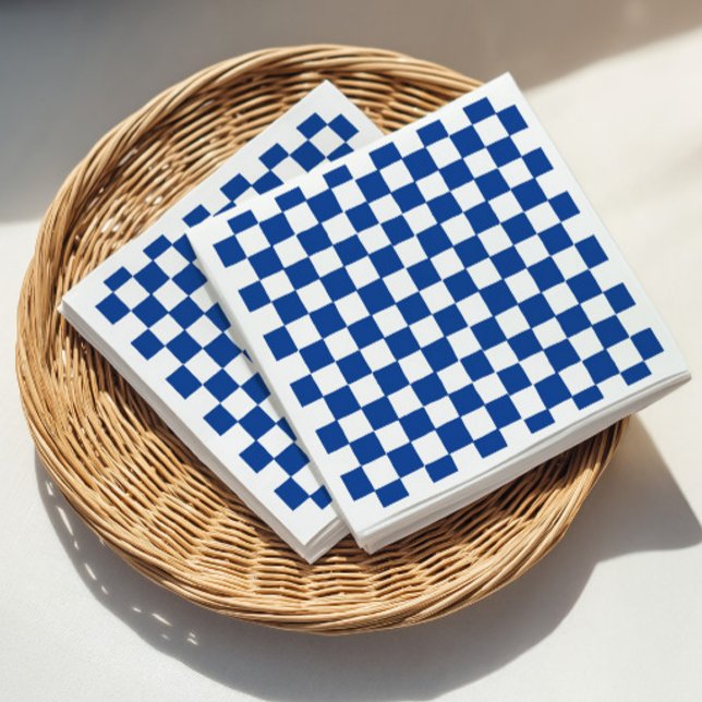 Blue Checker Bridal Shower Napkins (Blue Checker Bridal Shower Napkins)
